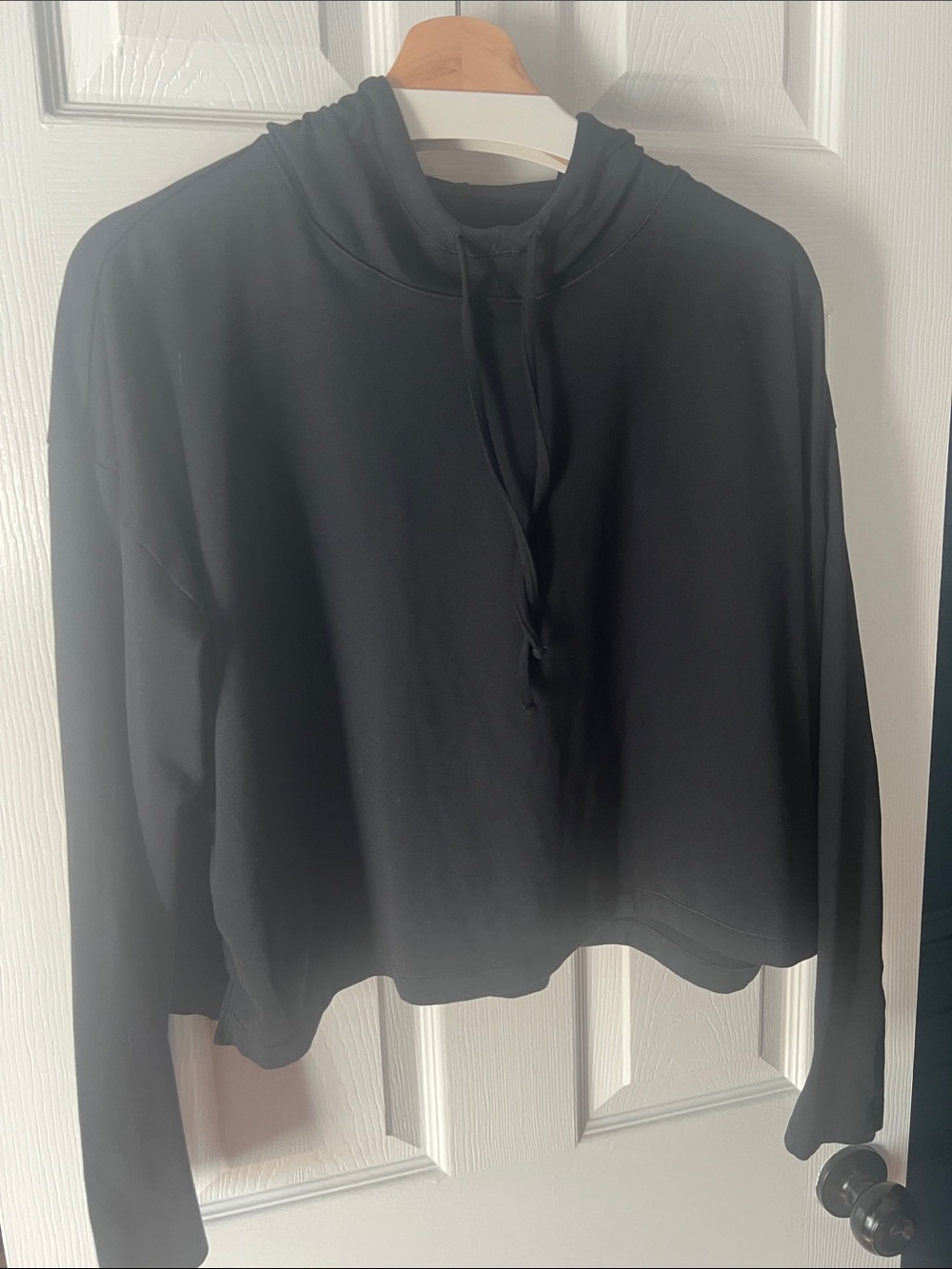 Girlfriend Collective ReSet Pullover Cropped Hoodie, Black, Large